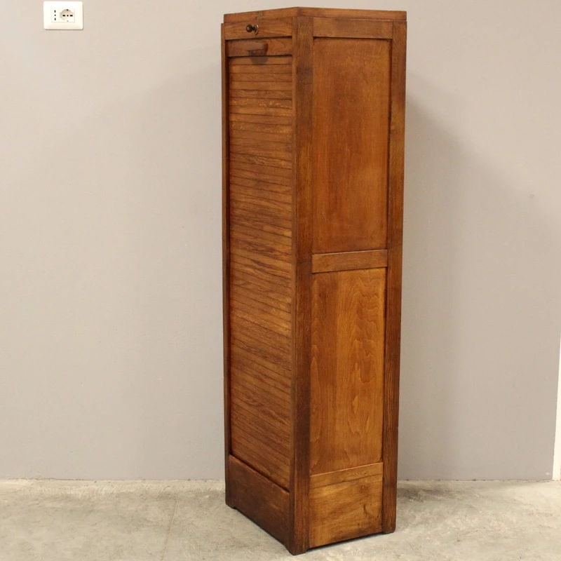Antique oak filing cabinet with sliding doors