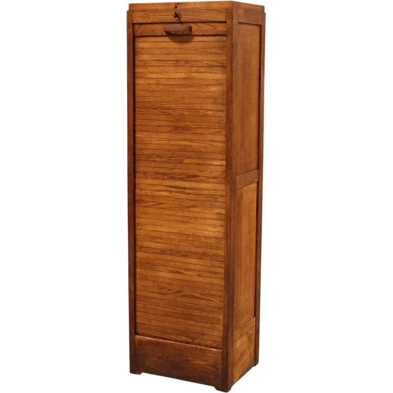 Antique oak filing cabinet with sliding doors