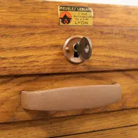 Antique oak filing cabinet with sliding doors