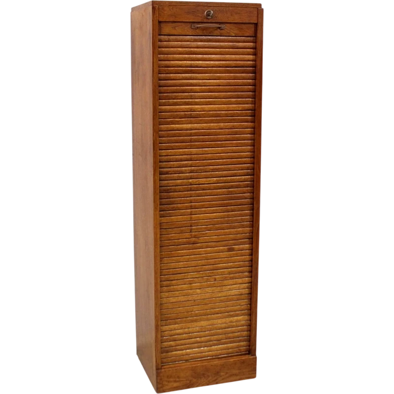 Antique oak filing cabinet with sliding doors
