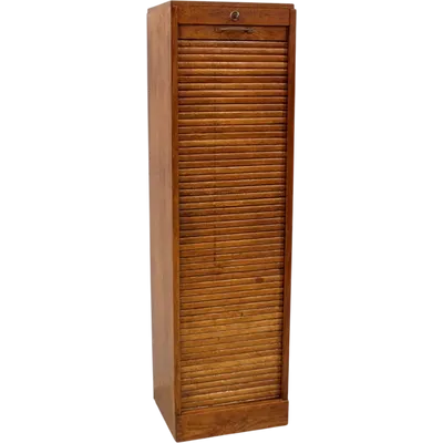 Antique oak filing cabinet with sliding doors