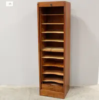 Antique oak filing cabinet with sliding doors