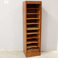 Antique oak filing cabinet with sliding doors