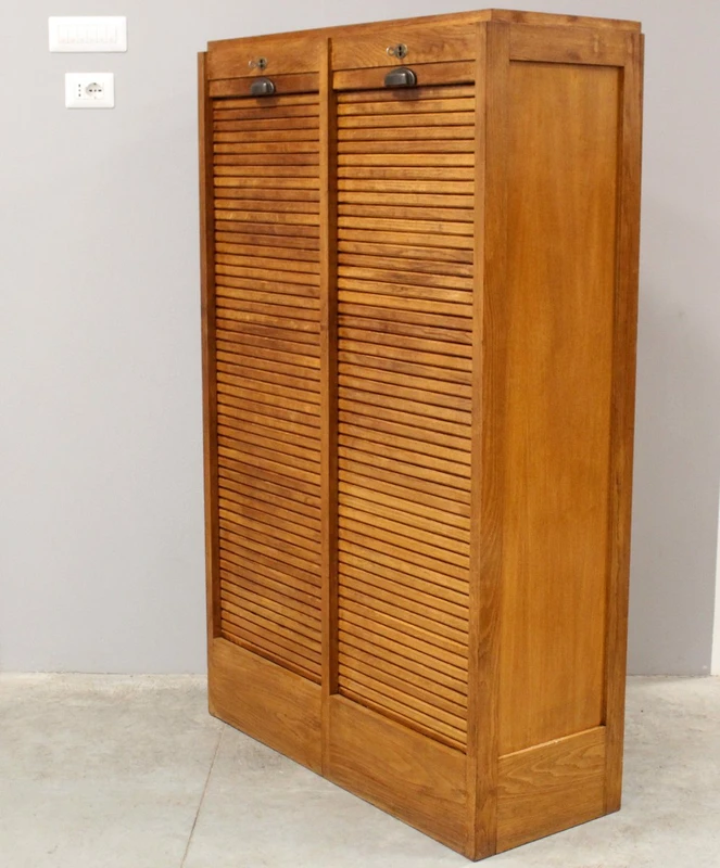 Antico classificatore serranda archivio schedario in rovere