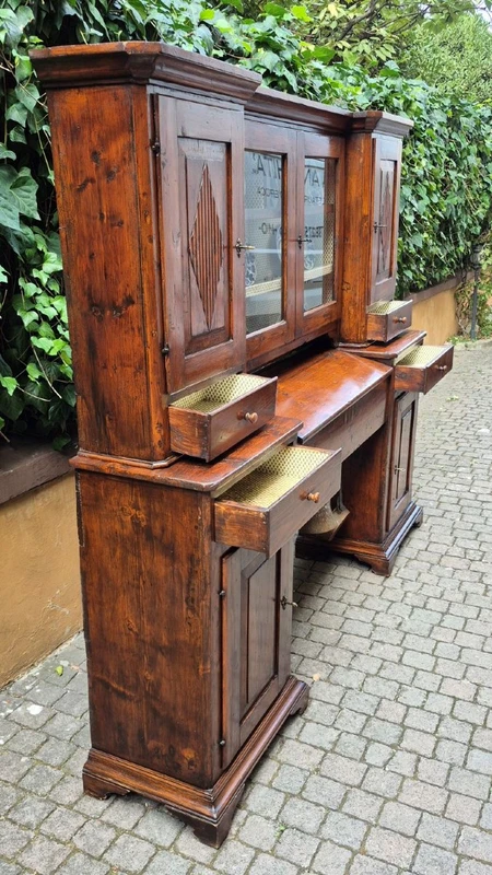 Credenza madia antica 2 corpi con piattaia dell'800 a ponte