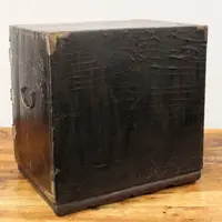 Antique coin cabinet and travel jewelry box made of lacquered and painted wood