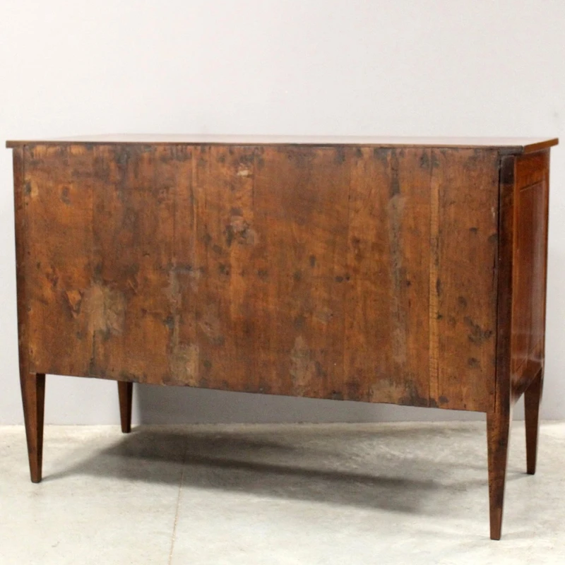 Antique Louis XVI-style chest of drawers in inlaid walnut, 18th century