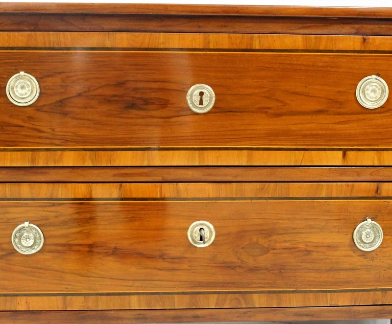 Antique Louis XVI-style chest of drawers in inlaid walnut, 18th century