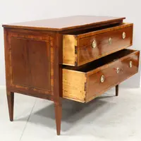 Antique Louis XVI-style chest of drawers in inlaid walnut, 18th century
