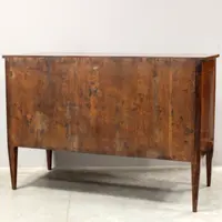 Antique Louis XVI-style chest of drawers in inlaid walnut, 18th century