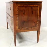 Antique Louis XVI-style chest of drawers in inlaid walnut, 18th century