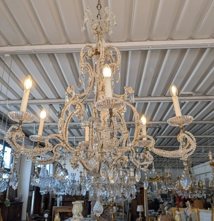 Lampadario a sei luci in cristallo – fine XIX secolo