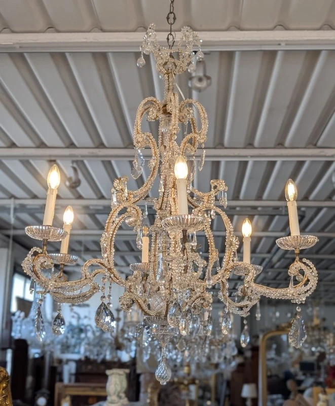 Lampadario a sei luci in cristallo – fine XIX secolo