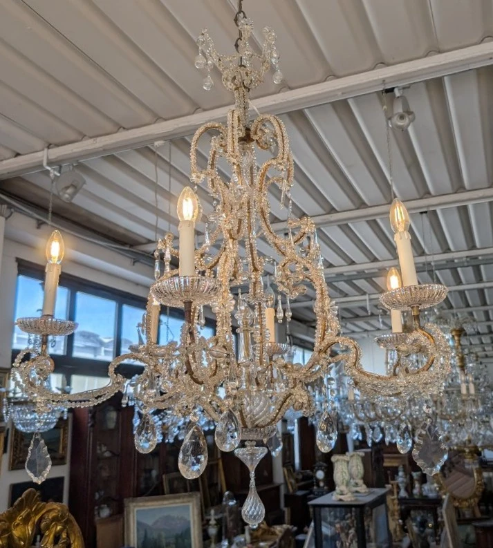 Lampadario a sei luci in cristallo – fine XIX secolo