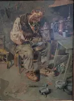 Tito Pellicciotti (1871–1950) – The Cobbler – Oil on panel