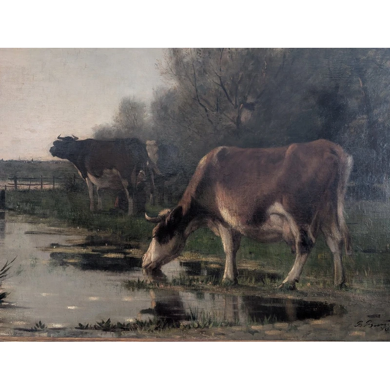 Richard Burnier (1826–1884) Dutch Landscape with Grazing Cattle