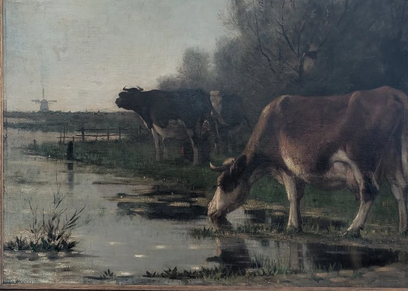 Richard Burnier (1826–1884) Dutch Landscape with Grazing Cattle