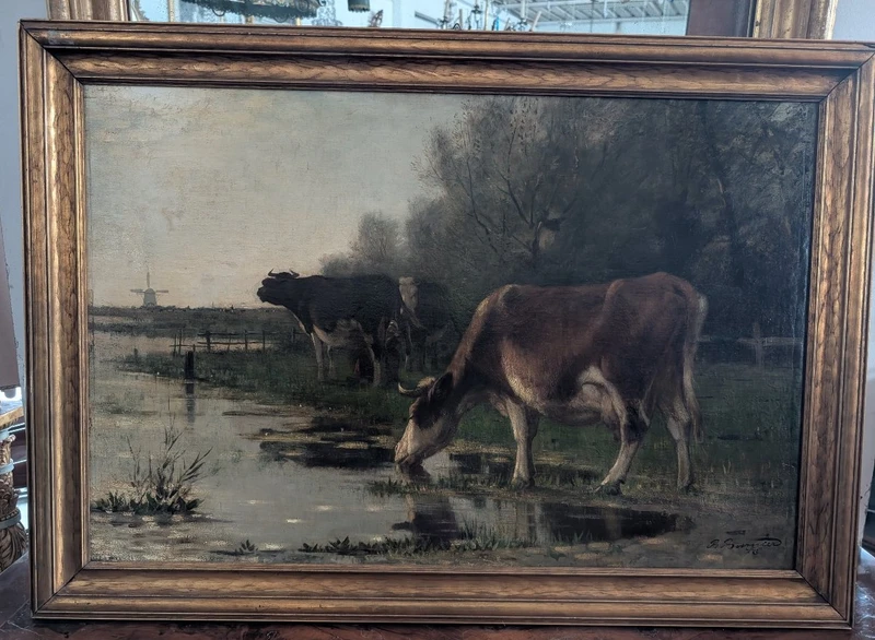 Richard Burnier (1826–1884) Dutch Landscape with Grazing Cattle