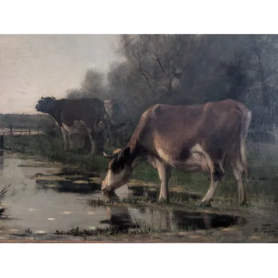 Richard Burnier (1826–1884) Dutch Landscape with Grazing Cattle