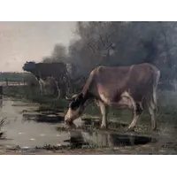 Richard Burnier (1826–1884) Dutch Landscape with Grazing Cattle