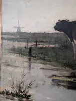 Richard Burnier (1826–1884) Dutch Landscape with Grazing Cattle