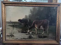 Richard Burnier (1826–1884) Dutch Landscape with Grazing Cattle