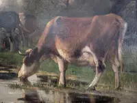 Richard Burnier (1826–1884) Dutch Landscape with Grazing Cattle