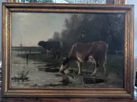 Richard Burnier (1826–1884) Dutch Landscape with Grazing Cattle