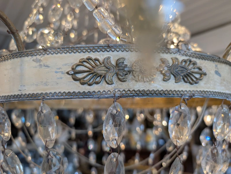 Lampadario Impero a sei luci con cristalli – Epoca Napoleone III