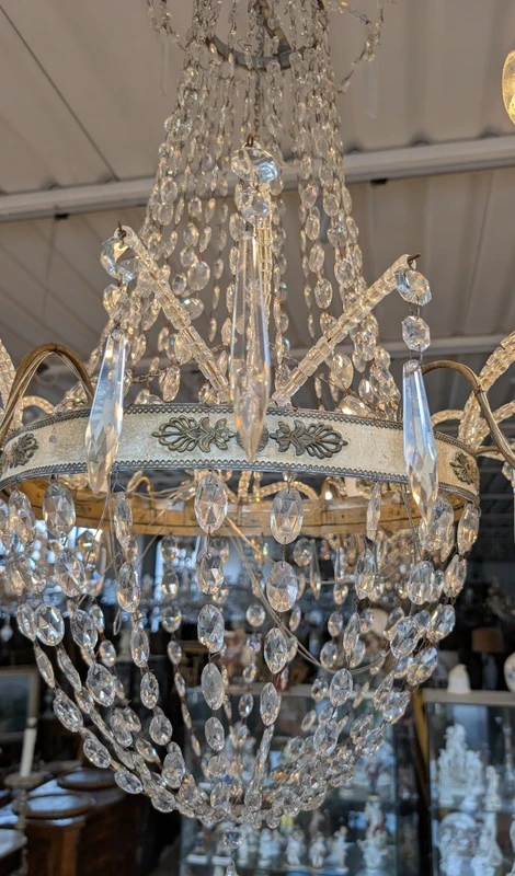 Lampadario Impero a sei luci con cristalli – Epoca Napoleone III