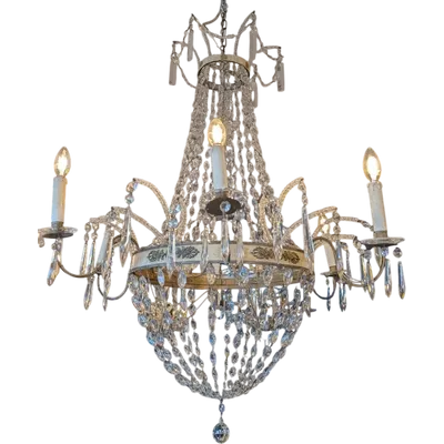 Six-light Empire-style chandelier with crystals – Napoleonic III period