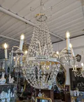 Lampadario Impero a sei luci con cristalli – Epoca Napoleone III