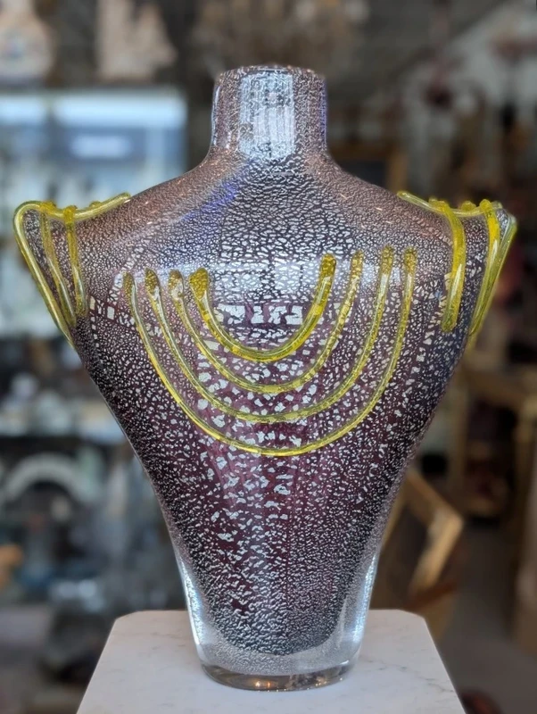 Toso Murano – Large solid glass vase with gold dust inclusions – 20th century
