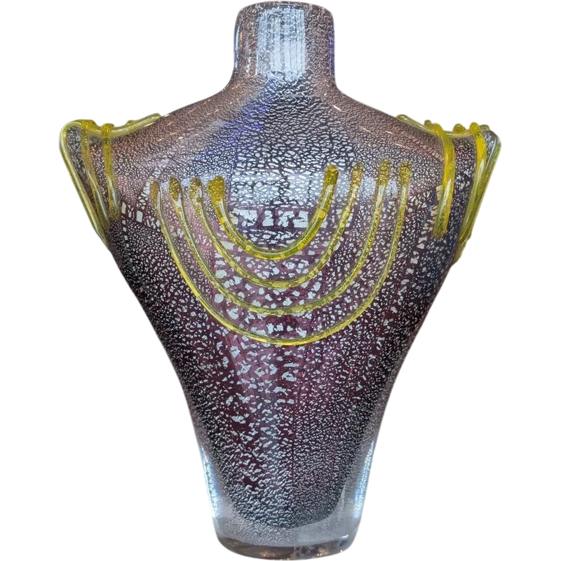 Toso Murano – Large solid glass vase with gold dust inclusions – 20th century