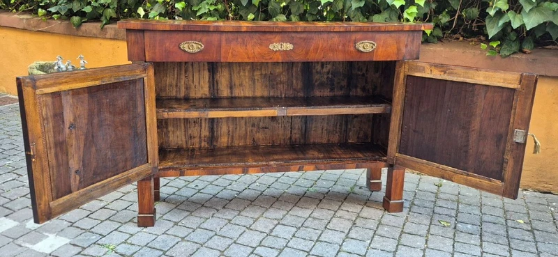 Narrow antique Empire-style sideboard in walnut