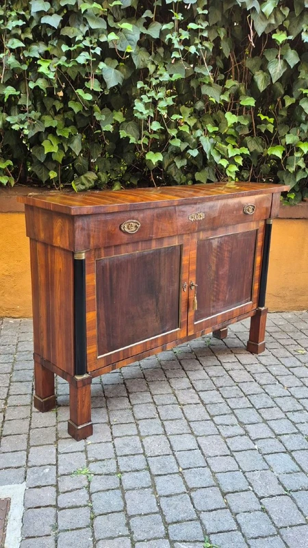 Narrow antique Empire-style sideboard in walnut