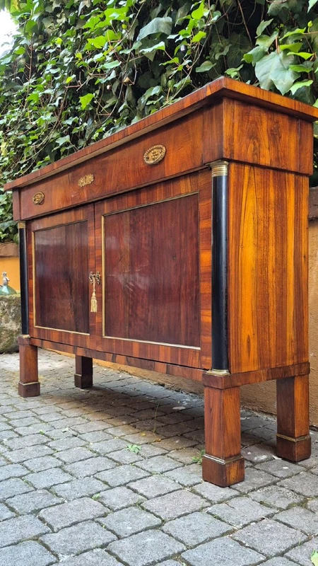 Narrow antique Empire-style sideboard in walnut