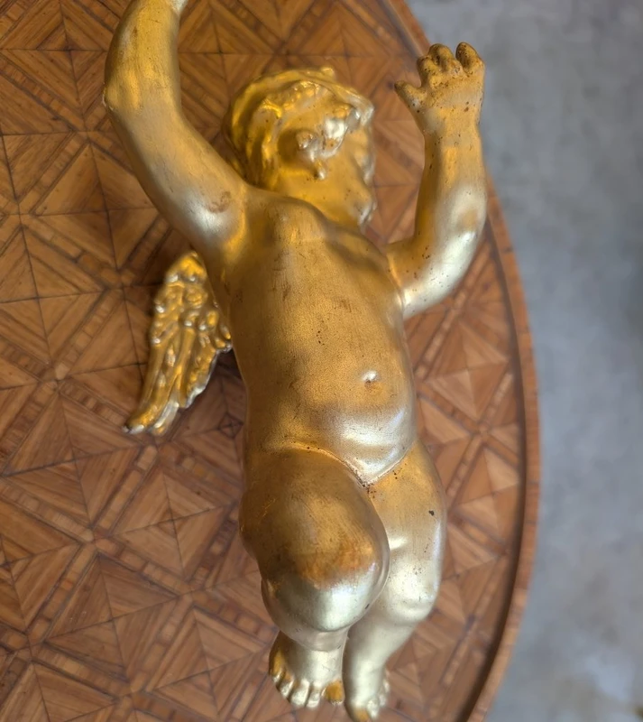 Carved and gilded wooden winged putto – early 20th century