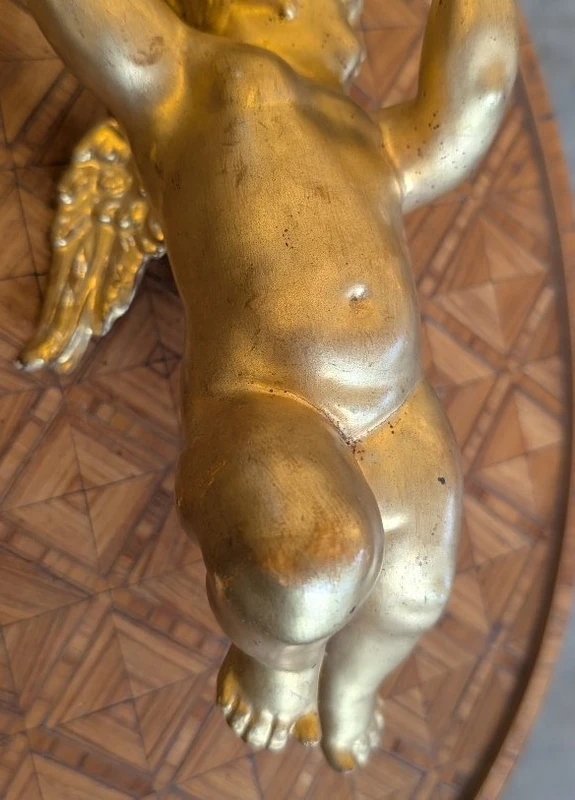 Carved and gilded wooden winged putto – early 20th century