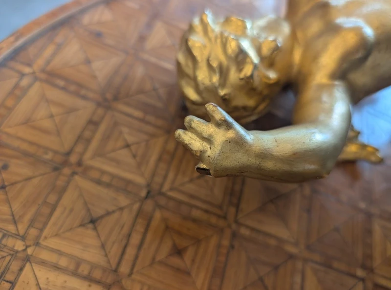 Carved and gilded wooden winged putto – early 20th century