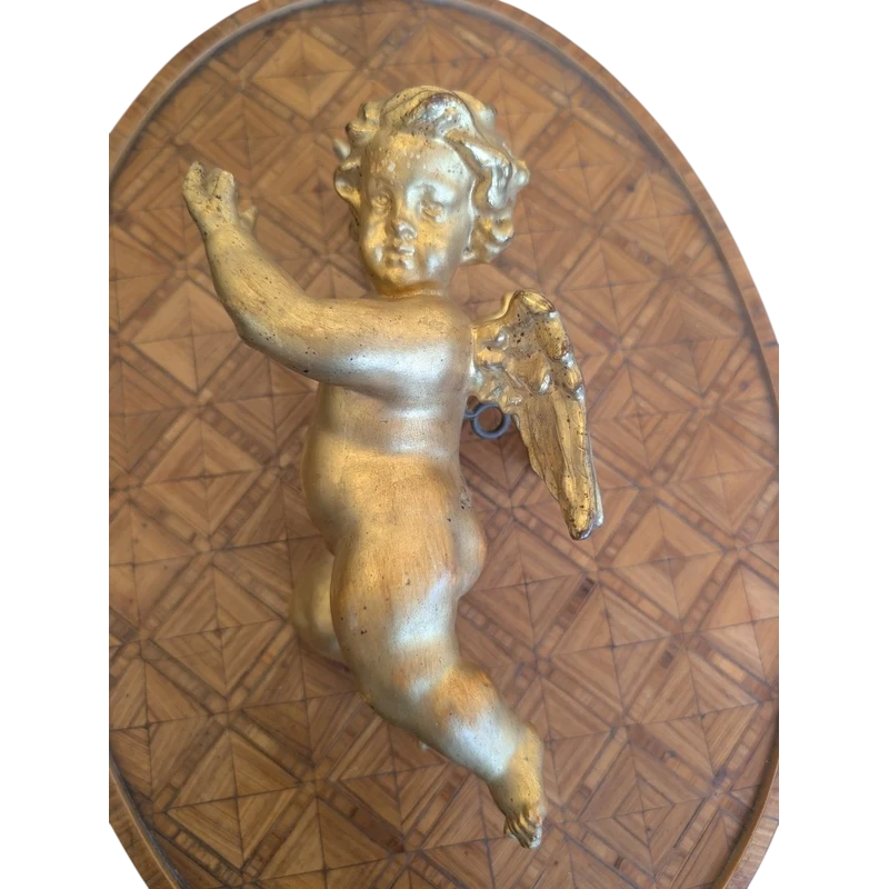 Carved and gilded wooden winged putto – early 20th century