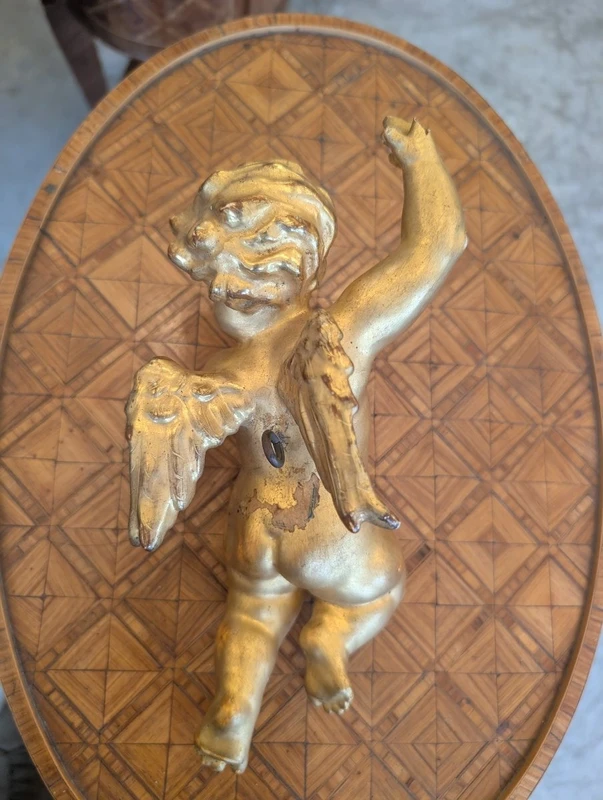 Carved and gilded wooden winged putto – early 20th century