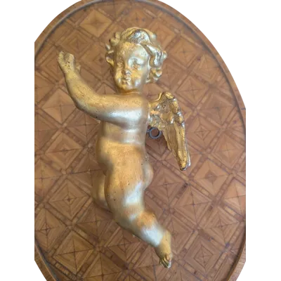 Putto alato in legno intagliato e dorato – inizi XX secolo