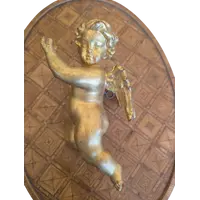 Carved and gilded wooden winged putto – early 20th century