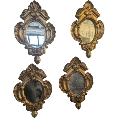 Four Genoese mirrors made of carved and gilded wood – 19th century