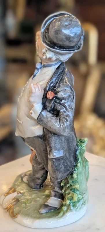 Giuseppe Cappè – Figure with Dog, Polychrome Ceramic