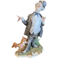 Giuseppe Cappè – Figure with Dog, Polychrome Ceramic