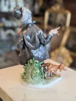 Giuseppe Cappè – Figure with Dog, Polychrome Ceramic