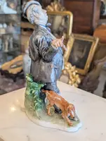 Giuseppe Cappè – Figure with Dog, Polychrome Ceramic