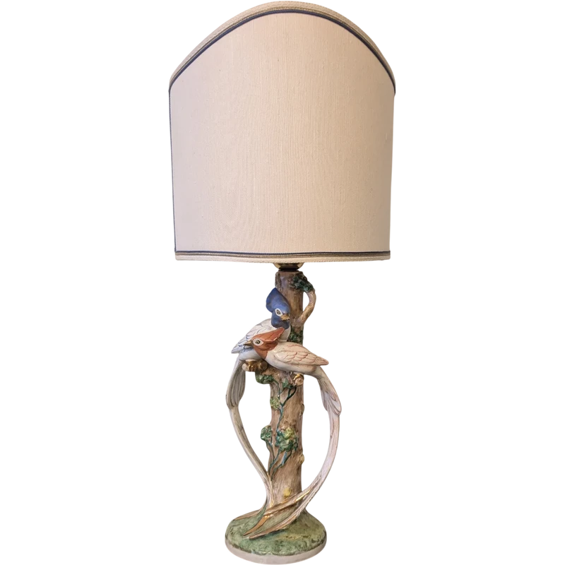 Lampada in ceramica Zaccagnini Firenze con uccelli – anni ’60